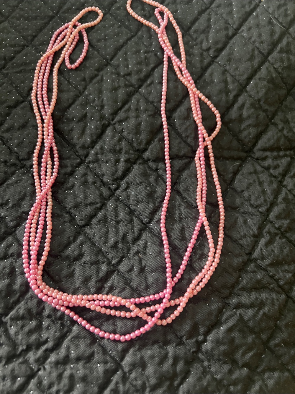 Vintage Matching Soft Pink Beaded Long Strand Necklaces - Set of 2